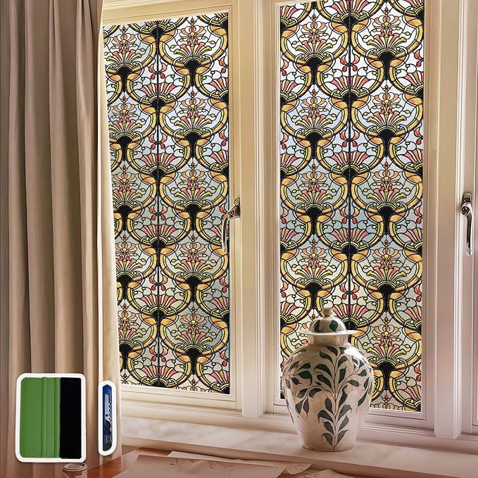 3D Vintage Stained Glass Window Film by ChicSkin