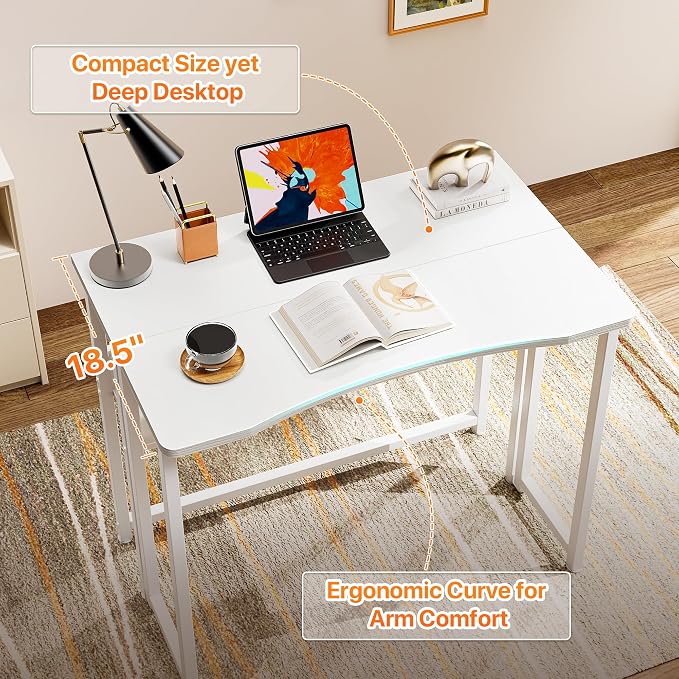 Huuger Folding Desk with Storage Shelf, 31.5 Inch Foldable Computer Table - Image 5