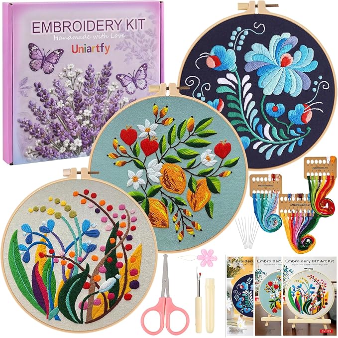 Uniartfy 3 Pack Embroidery Starter Kit by Uniartfy
