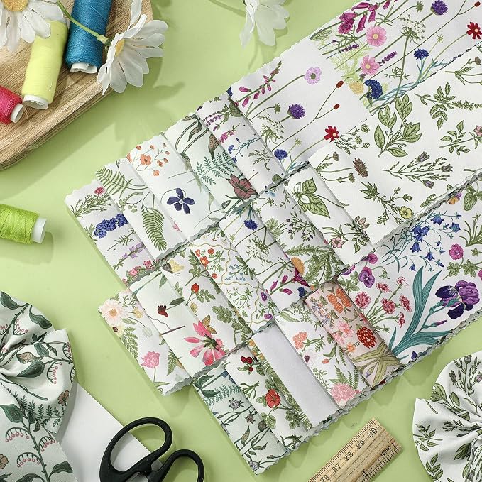 Hosuly 40 Pcs Wildflower Fabric Roll Spring Vintage Flower Fabric Quilting - Image 4