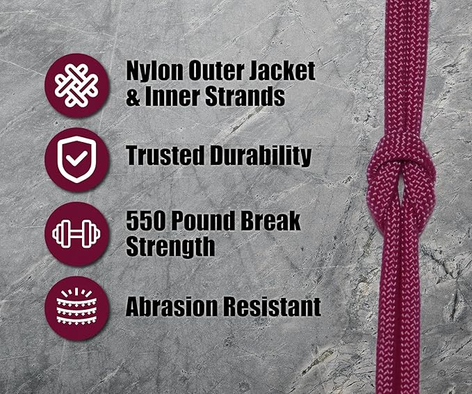 BORED? PARACORD! 550 lb Paracord - Ideal for Crafting, Camping, DIY Projects, Active & Military Outdoors - Strong Survival Rope - Tactical Parachute Cord Type III - Fuchsia 1000 Feet