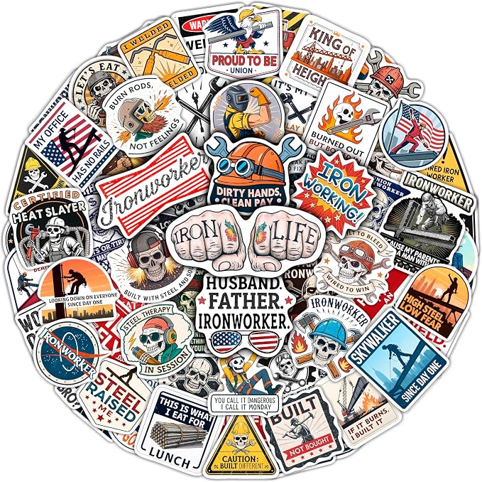 100Pcs Funny Ironworker Stickers by BulbaCraft
