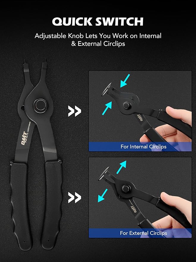 Orion Motor Tech 10pc Snap Ring Pliers Set, Internal & External Circlip Pliers With Bent & Straight Pliers, Hook Pick, Heavy Duty Removal Tool, Storage Case & Gloves