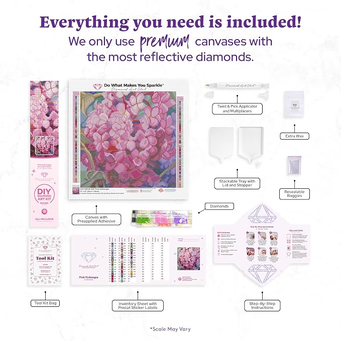 DIAMOND ART CLUB Pink Hydrangea Diamond Painting Kit, Fun DIY Crafts - Image 3