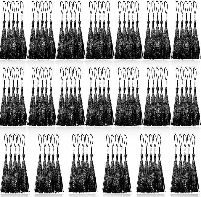 100 Pcs Black Mini Tassels 13cm/5 Inch by CREATRILL