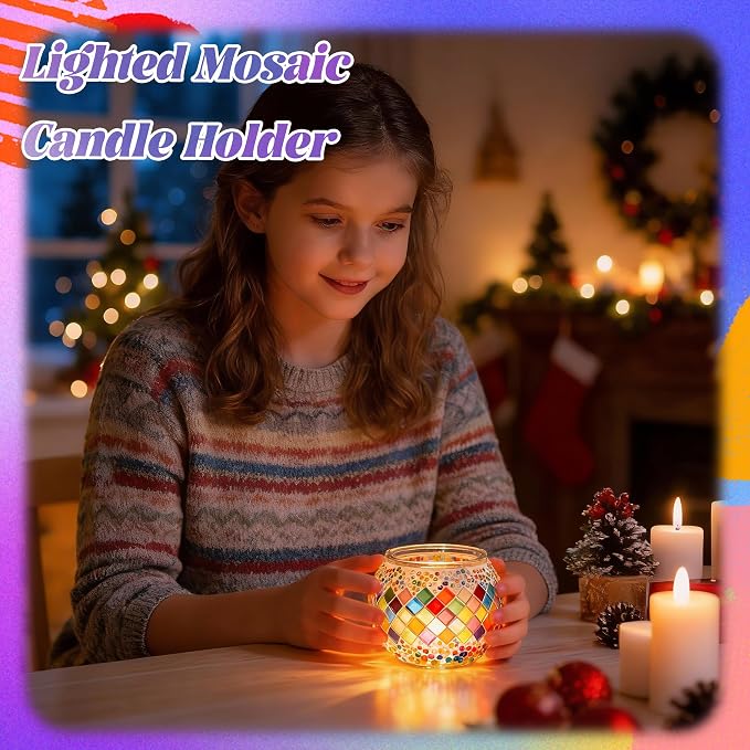 Joyclub DIY Mosaic Candle Holder Kit Mosaic Kits - Image 2