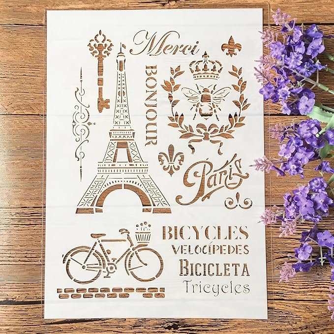 TIAMECH A4 Reusable Vintage Tower Bicycle Stencil by TIAMECH