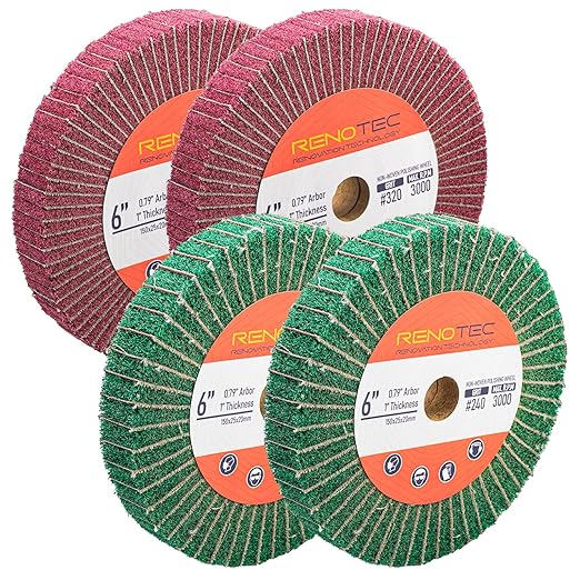 6 Inch Flap Wheel, Non-Woven Abrasive Polishing Wheel, 1 Inch Thickness, 3/4 Inch Arbor, for Bench Grinder (Assorted Grit240 Grit320 SP)