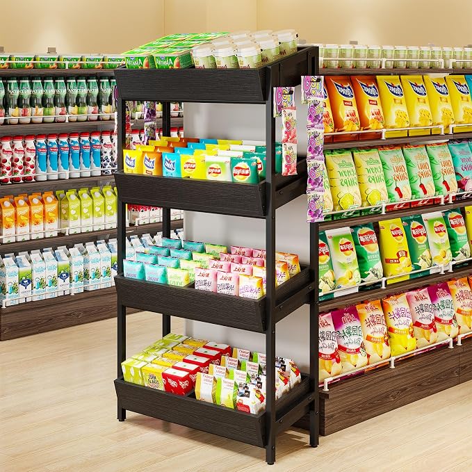 Tribesigns 4-Tier Retail Snack Display Shelf, Snack Rack Display Stand - Image 3