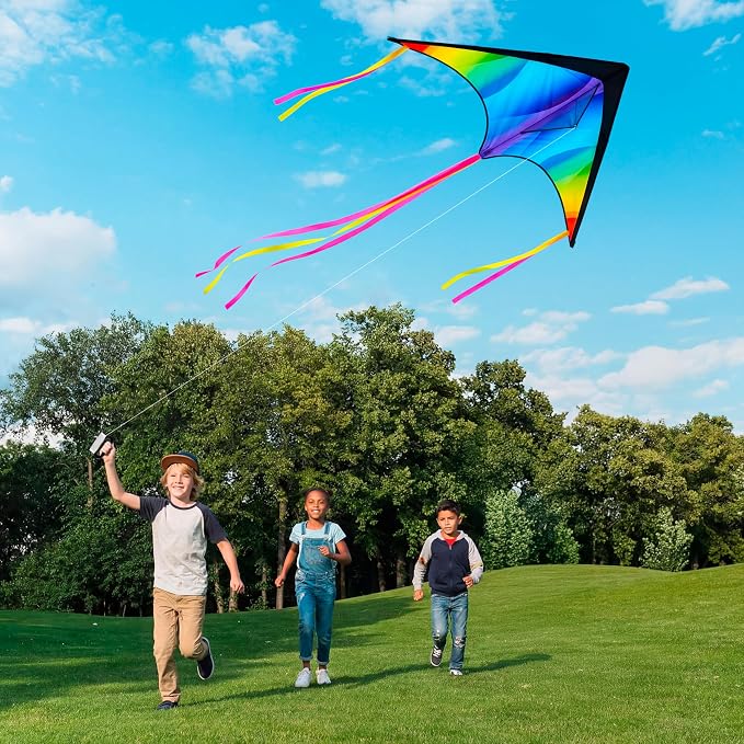 JOYIN Large Delta Kite Gradient Rainbow, Large Delta Beach Kite - Image 7