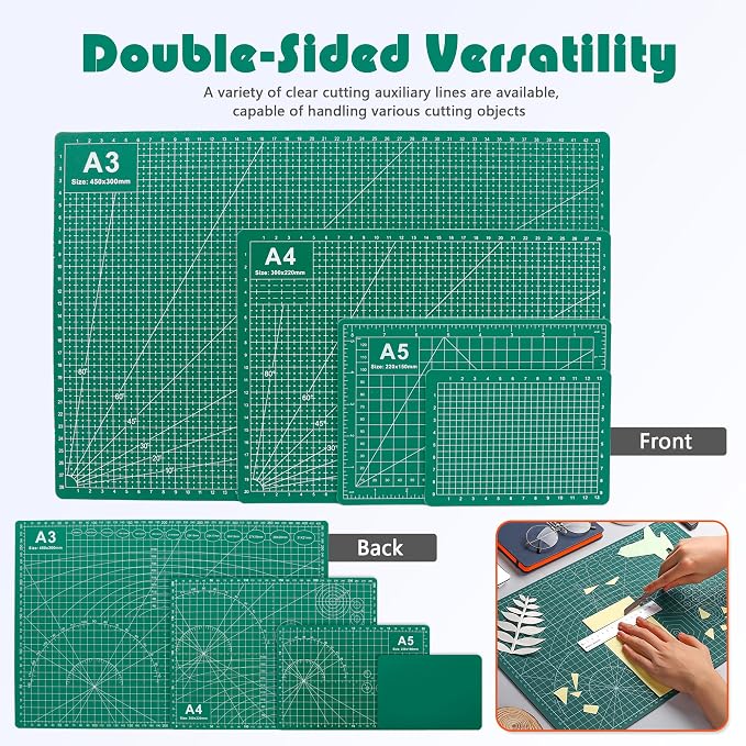 4 Packs Cutting Mats, 4size Double Sided Cutting Mat, Non-Slip 5 Layers PVC Cut - Image 5
