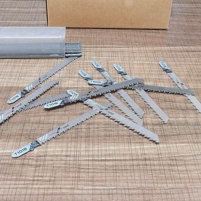 20-Piece T101B 4 Inch 10 TPI Assorted T-Shank Jig Saw Blades Set for Clean Cutting Wood