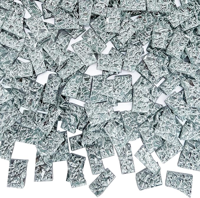 LITMIND 1.1LB Silver Textured Irregular Glass Mosaic Tiles by LITMIND