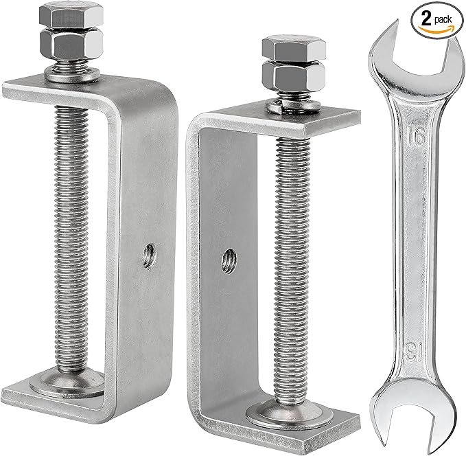 304 Stainless Steel C Clamp,3 3/8 Inch Tiger Clamp Woodworking Clamp Heavy Duty C Clamps for Woodworking, Welding and Construction,Features Stable Wide Jaws and Protective Pads(2 Pcs)