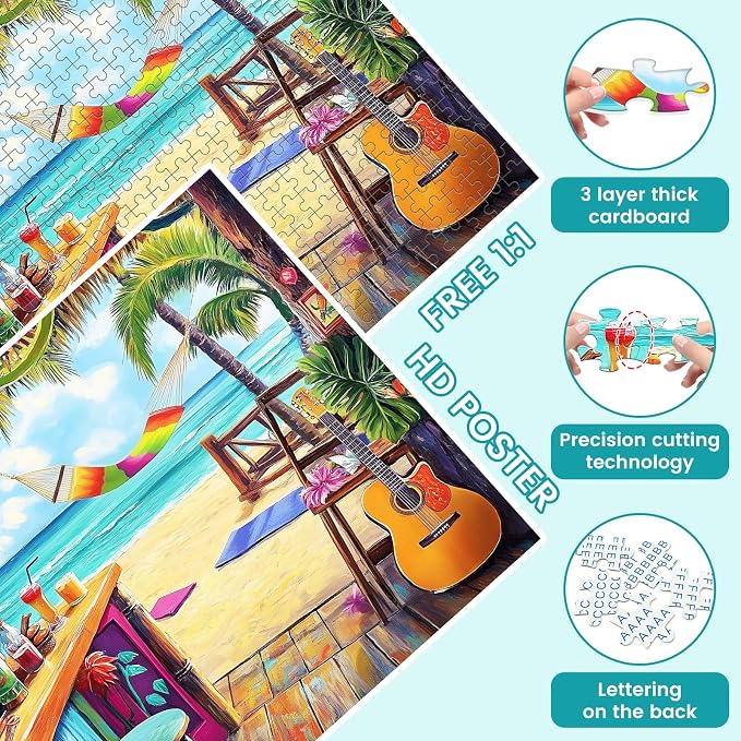 500 Piece Puzzle for Adults, Vacation Jigsaw Puzzle, Seaside Bar Puzzles 500 - Image 4