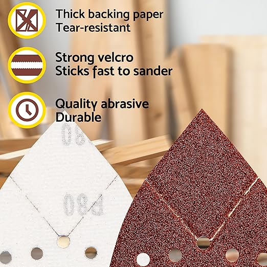 S&F STEAD & FAST Mouse Sander Pads 80 Grit 25 Pack for Black and Decker, Mouse Sander Sandpaper, 12 Hole Hook and Loop Sanding Pads, Detail Palm Sand Paper Set with Tack Cloth