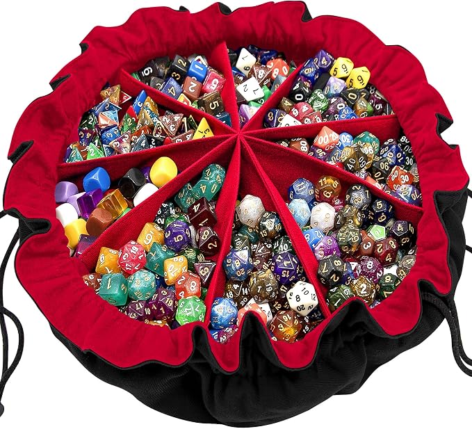 SIQUK Large Dice Bag with Pockets Drawstring Dice Bag DND Dice Storage Bag Big by SIQUK