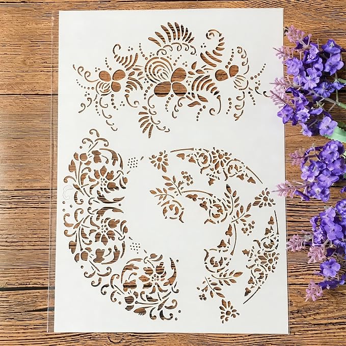 TIAMECH A4 Reusable Flower Lace Stencil by TIAMECH
