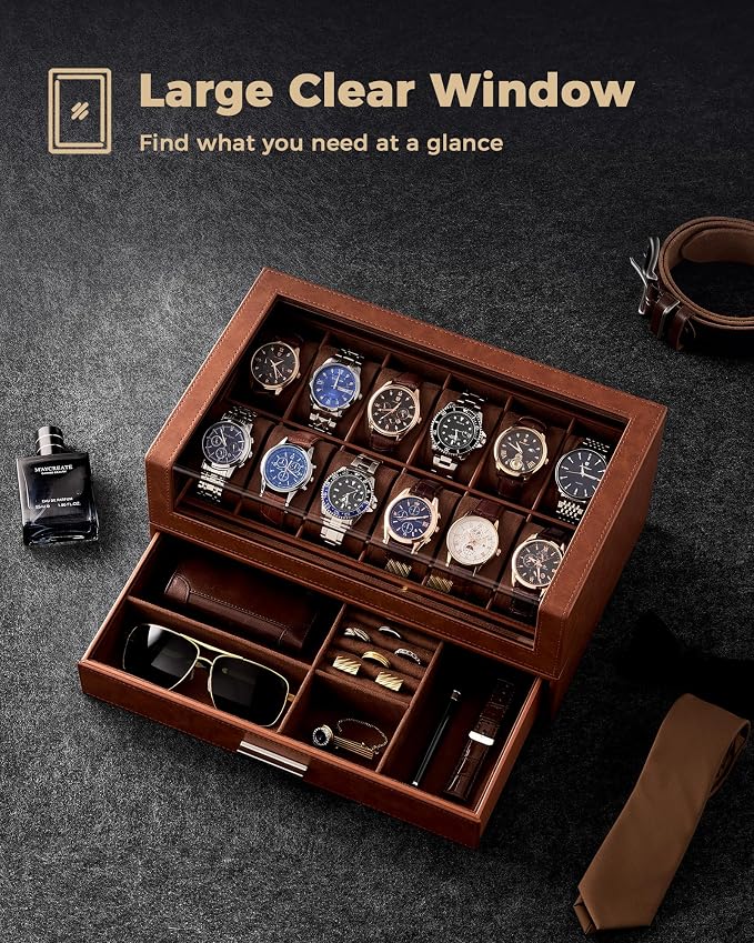 ProCase Watch Box for Men, 12 Slots Watch Display Holder - Image 5