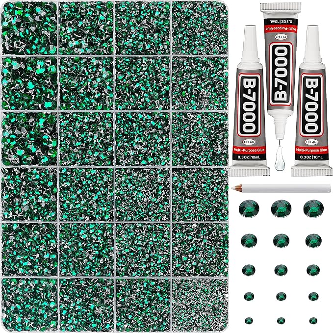 33000Pcs Emerald Green Rhinestones by Worthofbest