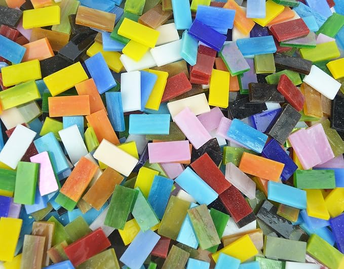 Lanyani 400 Pieces/17.6oz Rectangle Mosaic Tiles Stained Glass by LanyaniArtGlassMosaics