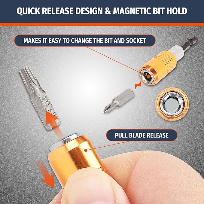 PRIDE&CRAFT 102PC Screwdriver Bits Set With 1/4'' Quick Release Bit Holder, Premium Security Screwdriver Bit Set, Magnetic Drill Bit Holder