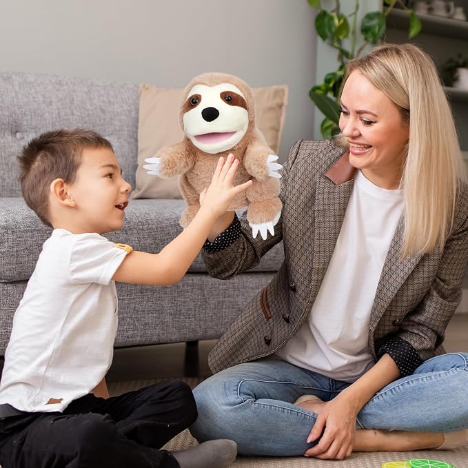 Easfan Sloth Hand Puppet with Movable Mouth Interactive Storytelling Cute Soft - Image 4