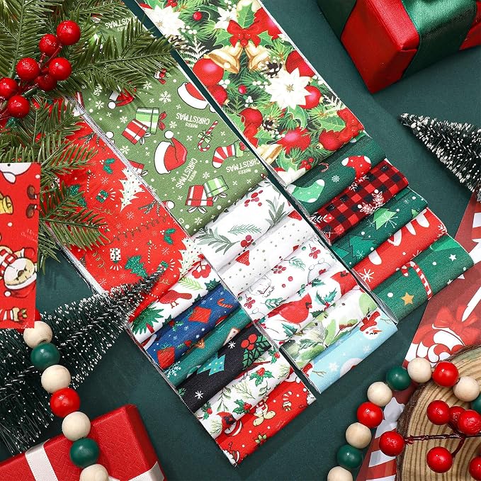Hosuly 40 Pcs Christmas Fabric Jelly Fabric Quilting Patchwork Roll Red and - Image 4