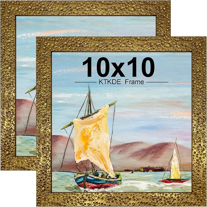 KTKDE 10x10 Picture Frame Set of 2, Ornate Vintage Gold Photo Frames 10 x 10 by KTKDE