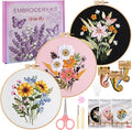 Uniartfy 3 Sets Embroidery Kit for Adults, Flower Pattern Embroidery Practice by Uniartfy