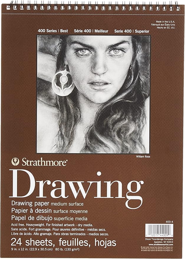 Strathmore Medium Drawing Spiral Paper Pad 9"X12"-24 Sheets -400400 by StrathmorePaper