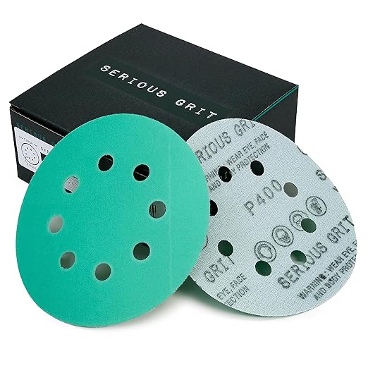 Sanding Discs 5 Inch 8 Hole 400 Grit - Heavy-Duty Hook & Loop Wet Dry Film Sandpaper Discs - Very Fine Sand Paper for Random Orbital Sanders - Wood, Automotive, Epoxy, etc - 50 Pack Box