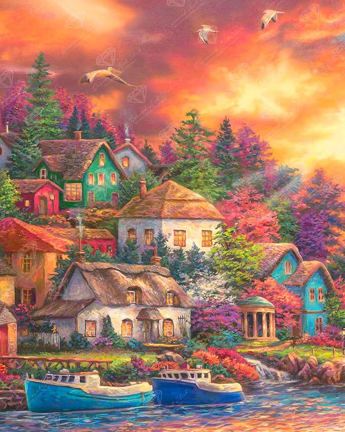 DIAMOND ART CLUB Sunset Harbor Haven Diamond Painting Kit, Fun DIY Crafts by DIAMONDARTCLUB