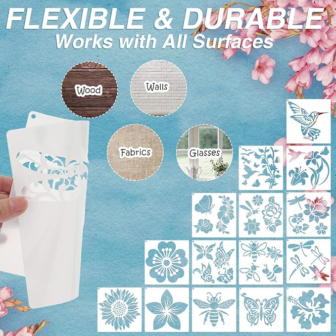 Zonon 16 Pieces Stencils for Painting, Reusable Large Butterfly Hummingbird - Image 3