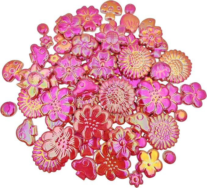 500g/1.1lb Ceramic Mosaic Tiles Mixed Shapes of Flowers, Mushrooms - Image 7