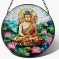 8-Inch Buddha Stained Glass Suncatcher & Ornament, Stained Glass Window Hanging by Unknown