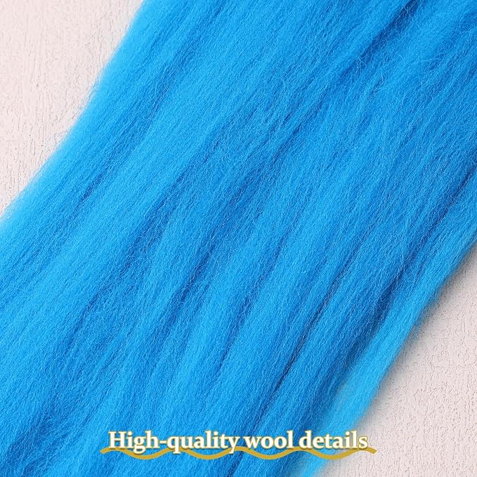 QMNNMA Wool Roving 0.88 lb, Natural Wool Roving, Needle Felting Wool-Blue | - Image 2
