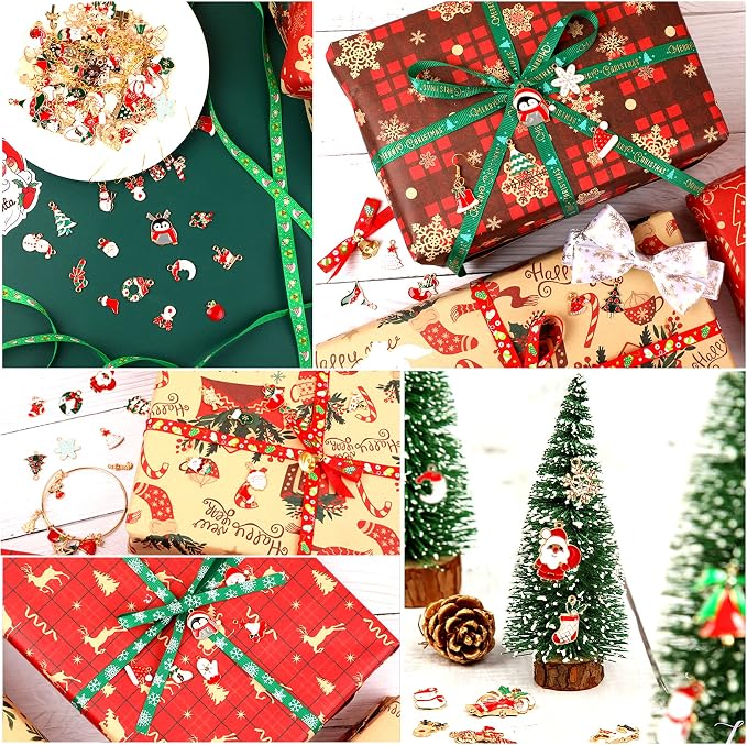 SANNIX 110Pcs Christmas Charms Gold Enamel Jewelry Making Charms Pendant - Image 6