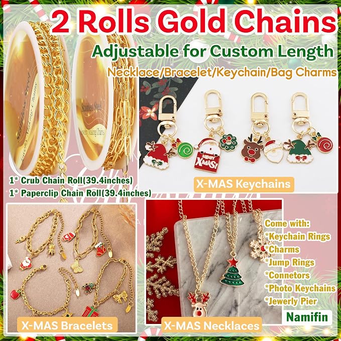 Namifin 374 Pcs Christmas Keychain Making Kit - Image 3