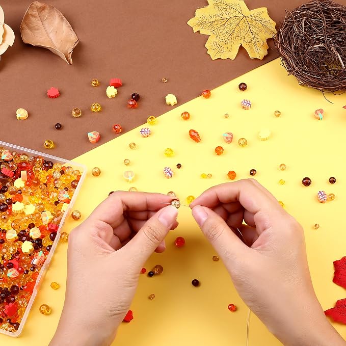 ZHIYUXI 1150PCS Orange Beads Fall Beads - Image 2