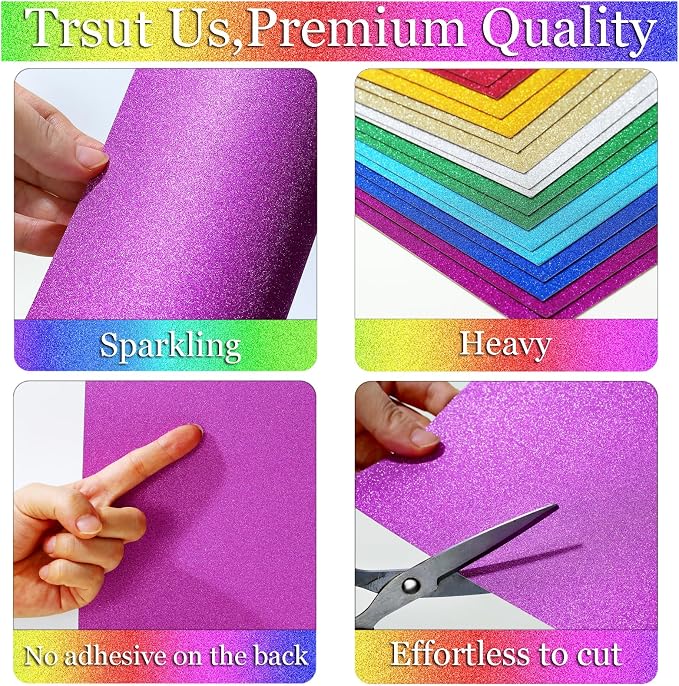 20 Colors 40 Sheets Glitter Cardstock, Cardstock Paper, Premium Sparkly Cricut - Image 6