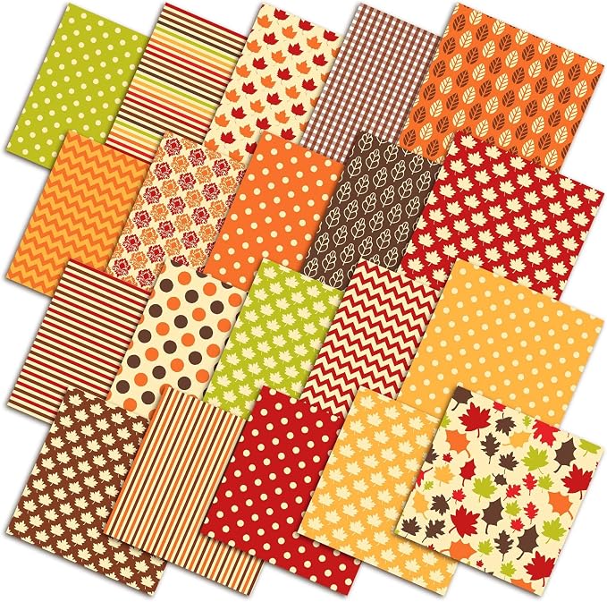 HunnmingRe 20 Pcs 10''x10'' Fall Quilting Fabric Square Autumn Maple Leaves by HunnmingRe