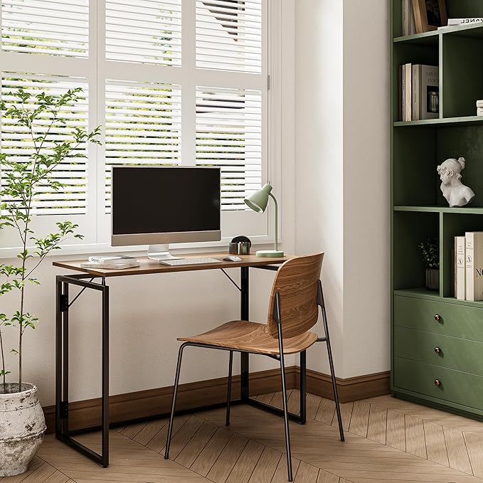 alawooder 39.4" Folding Desk: No Assembly, Wood Top - Image 5