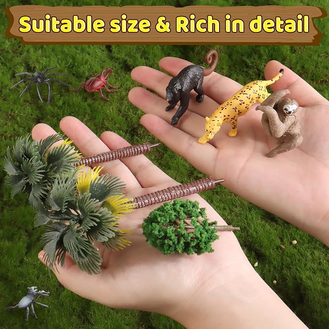 37PCS Rainforest Animals Figures Toys Set, Rainforest Diorama Supplies Include - Image 4