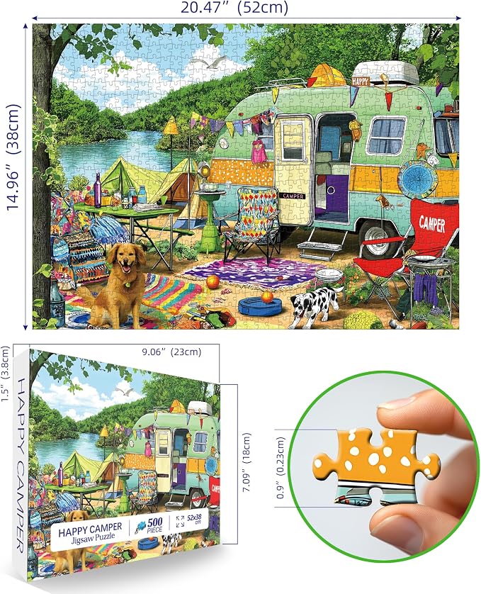 MINIWAN Puzzles for Adults 500 Pieces, Lakeside Camping Jigsaw Puzzle | - Image 2