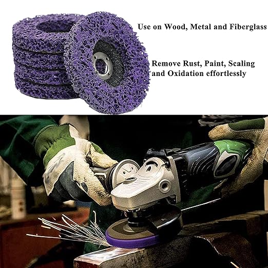11Pack 4” Strip Discs Rust Remover Wheel for Angle Grinders Clean and Remove Paint, Coating, Rust and Oxidation for Wood Metal Fiberglass Work Purple