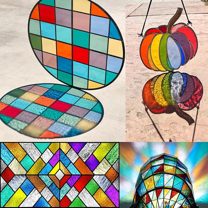ILLUCKAI 12 Sheets Transparent Stained Glass Sheet Rainbow Colors, 6 x 4 inch - Image 6