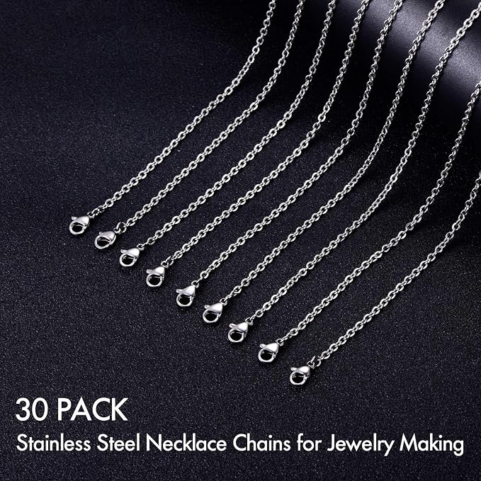 30 Pack 16 Inch Necklace Chain Stainless Steel Link Cable Chain Necklace - Image 4