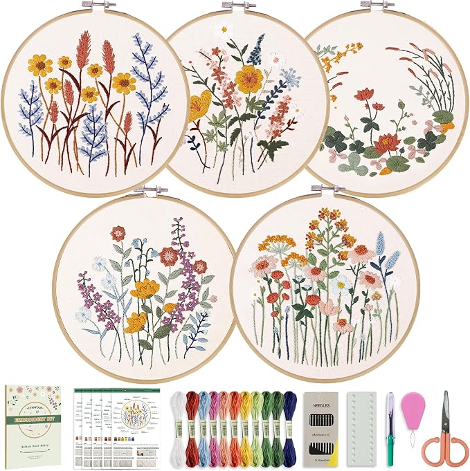CYANFOUR 5 Pack Beginner Embroidery Kit by Cyanfour