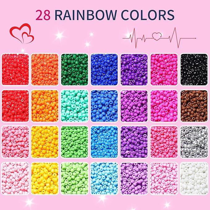 28 Colors 3mm Seed Beads, Craft and Bracelet Making - Image 3